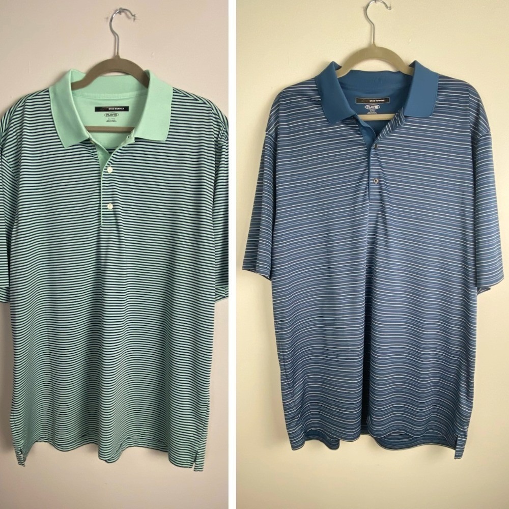 Lot of 2 Greg Norman Play Dry Golf, Tennis, Pickleball Performance Shark Polo XL
